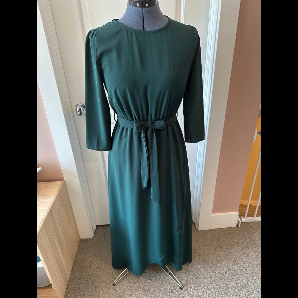Roolee Emerald Green 3/4 Sleeve Maxi Dress